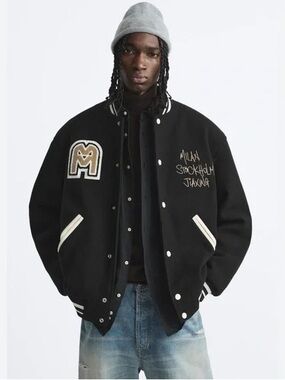 Zara Black and White Varsity Jacket
